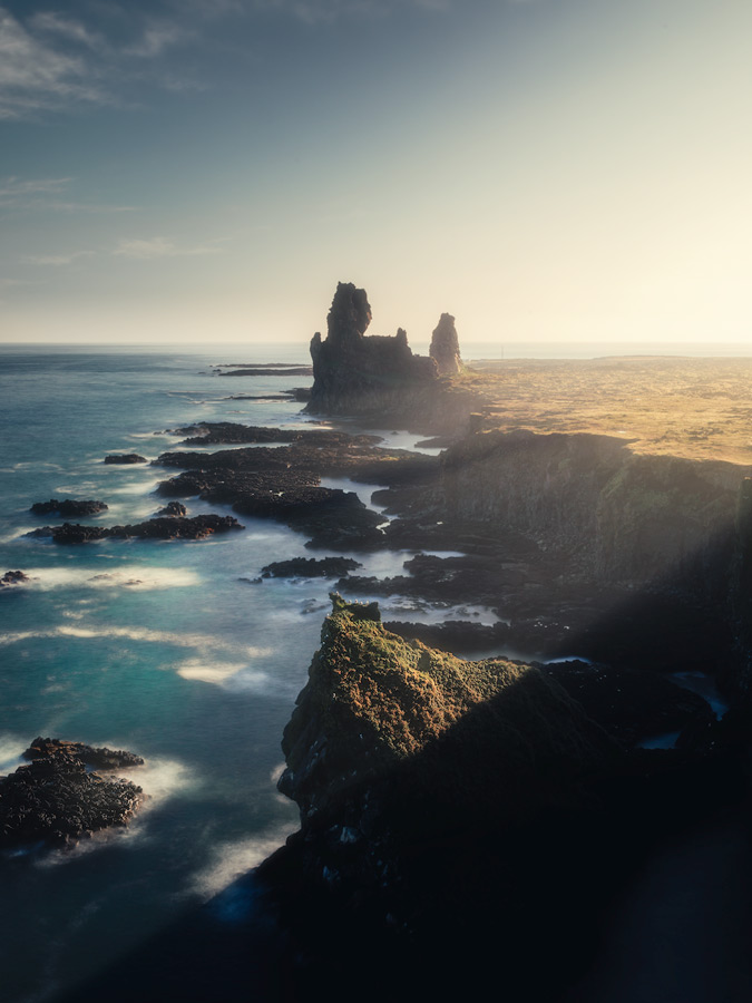 Londrangar basalt cliffs on Iceland.